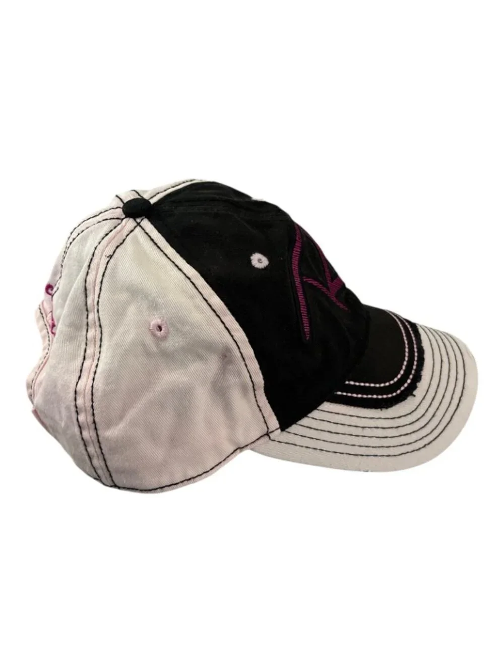 Vintage Rascal Flatts Distressed Embroidered Adjustable Baseball Cap Black Pink